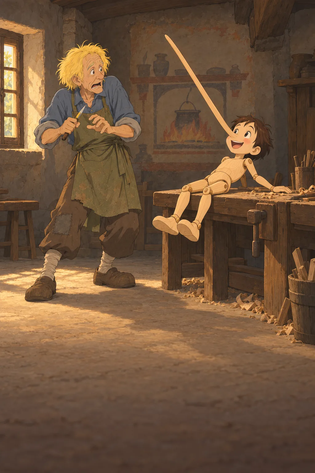 Pinocchio Runs Away illustration