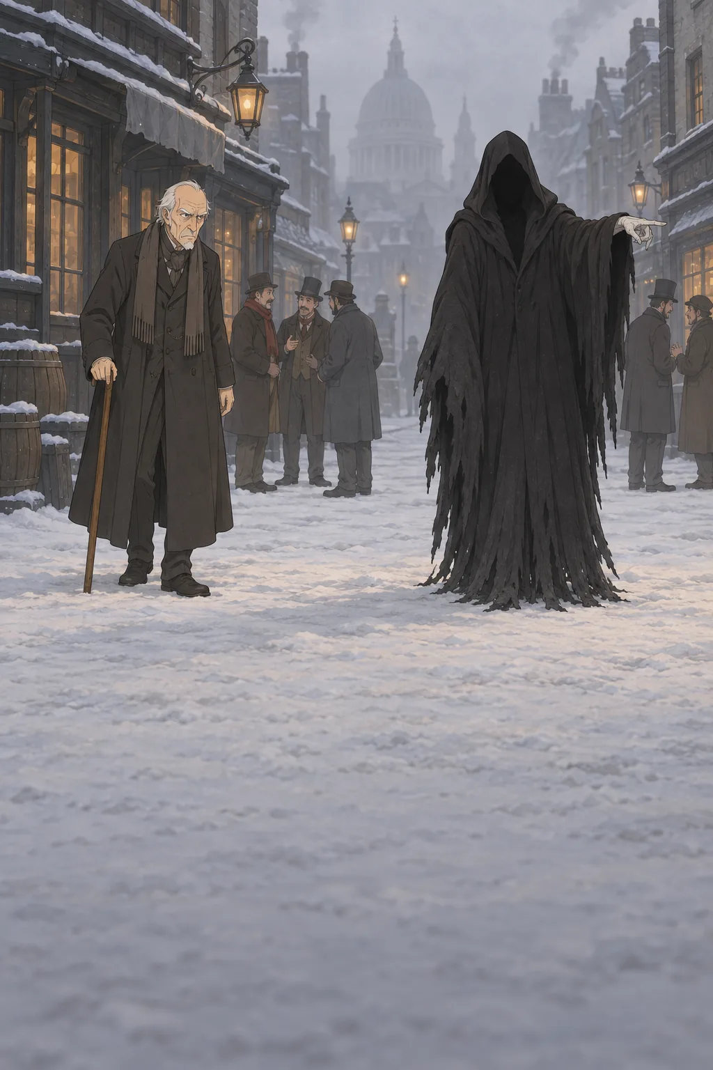 The Ghost of Christmas Yet to Come illustration