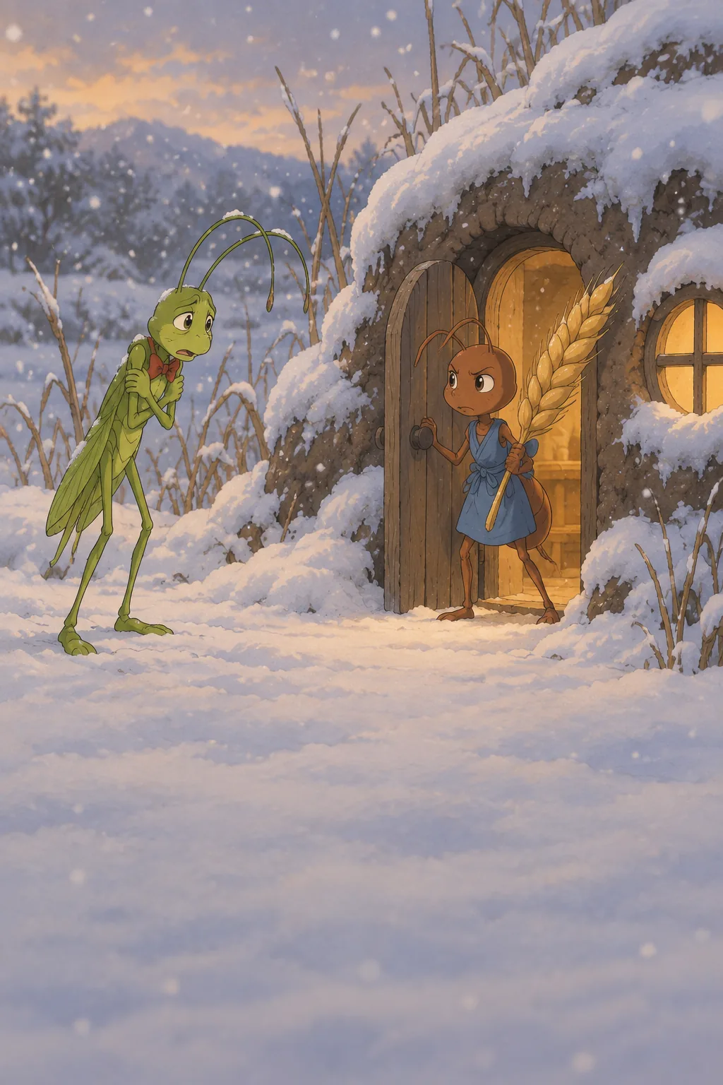The Ant and the Grasshopper illustration