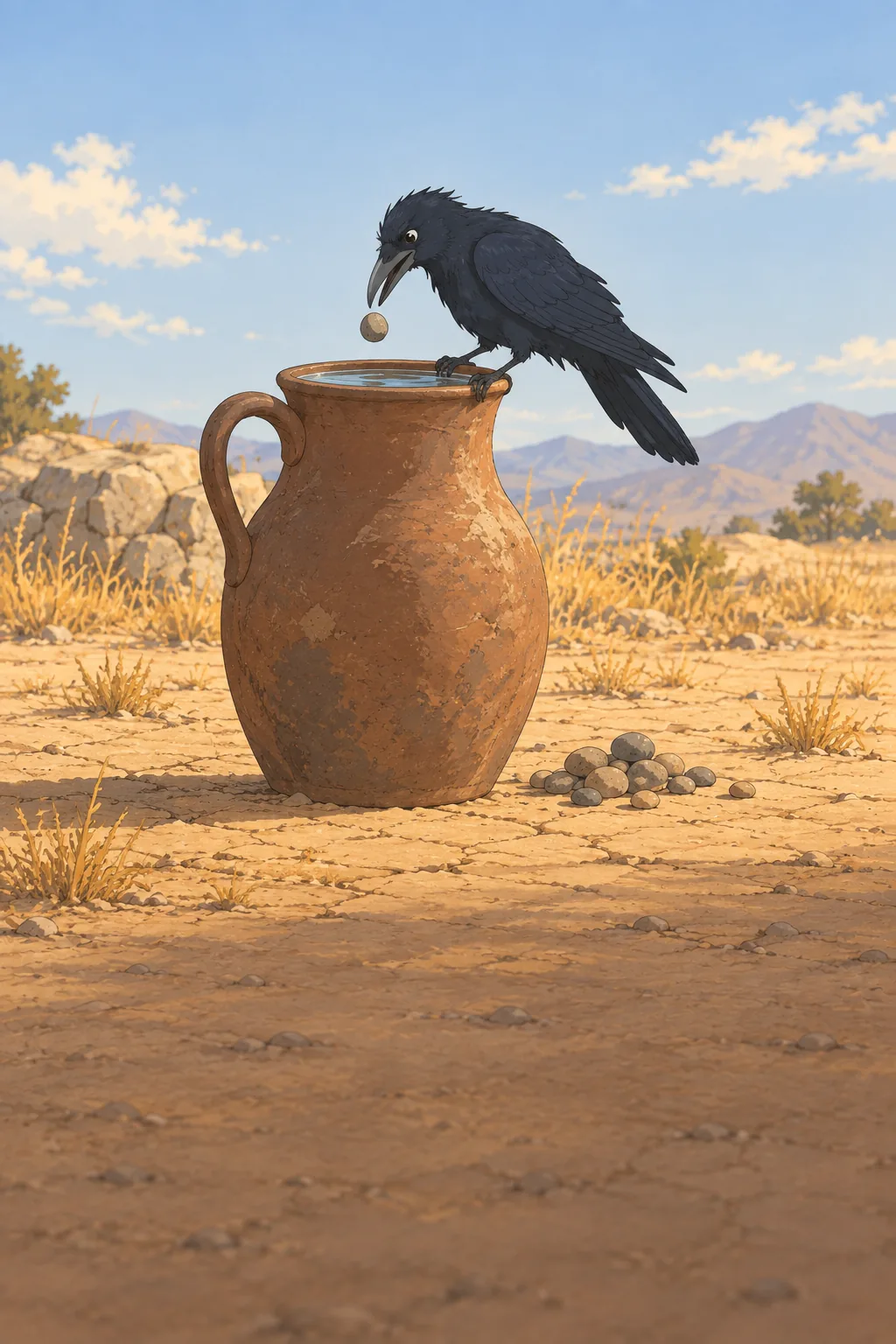 The Crow and the Pitcher illustration