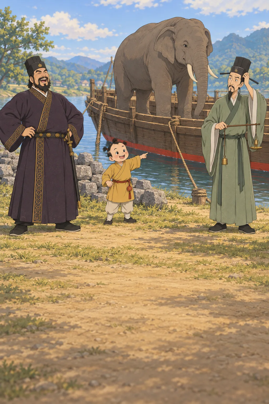 Cao Chong Weighs the Elephant illustration