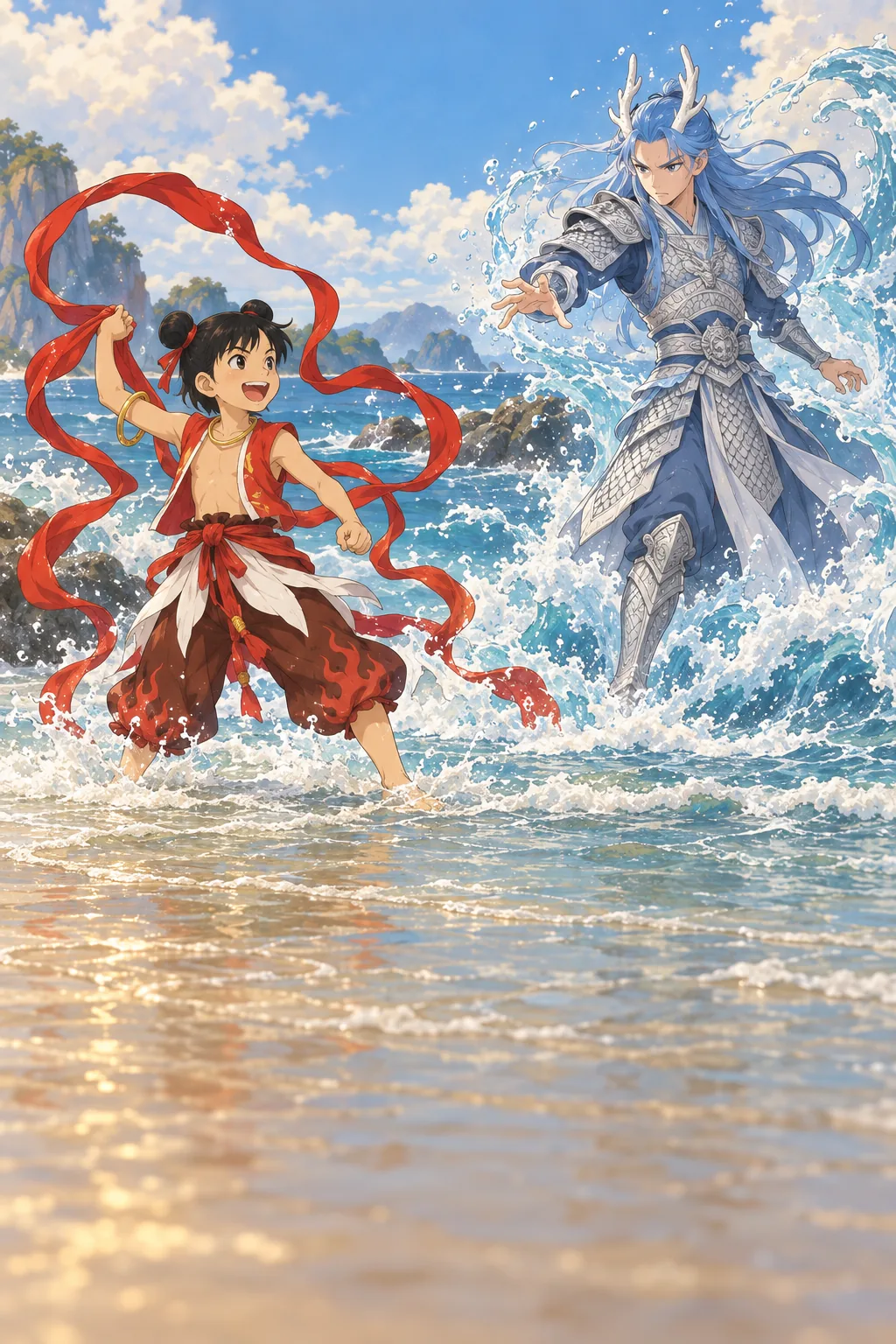 Nezha Stirs the Sea illustration