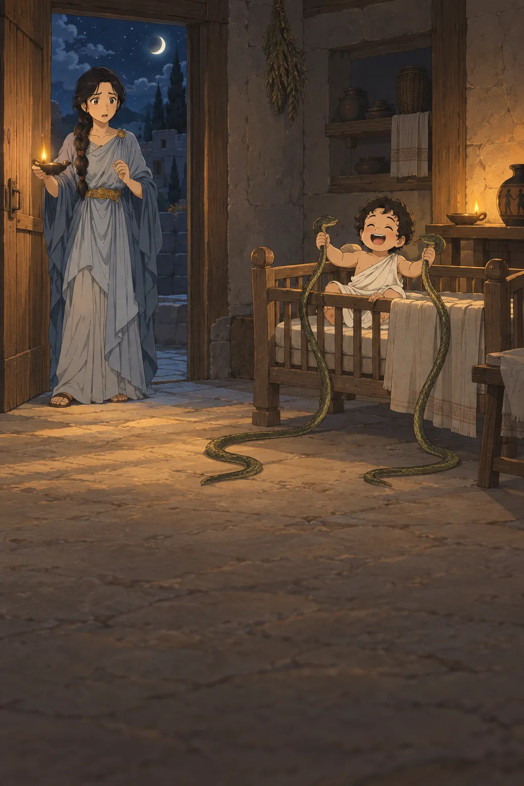 The Baby and the Snakes illustration