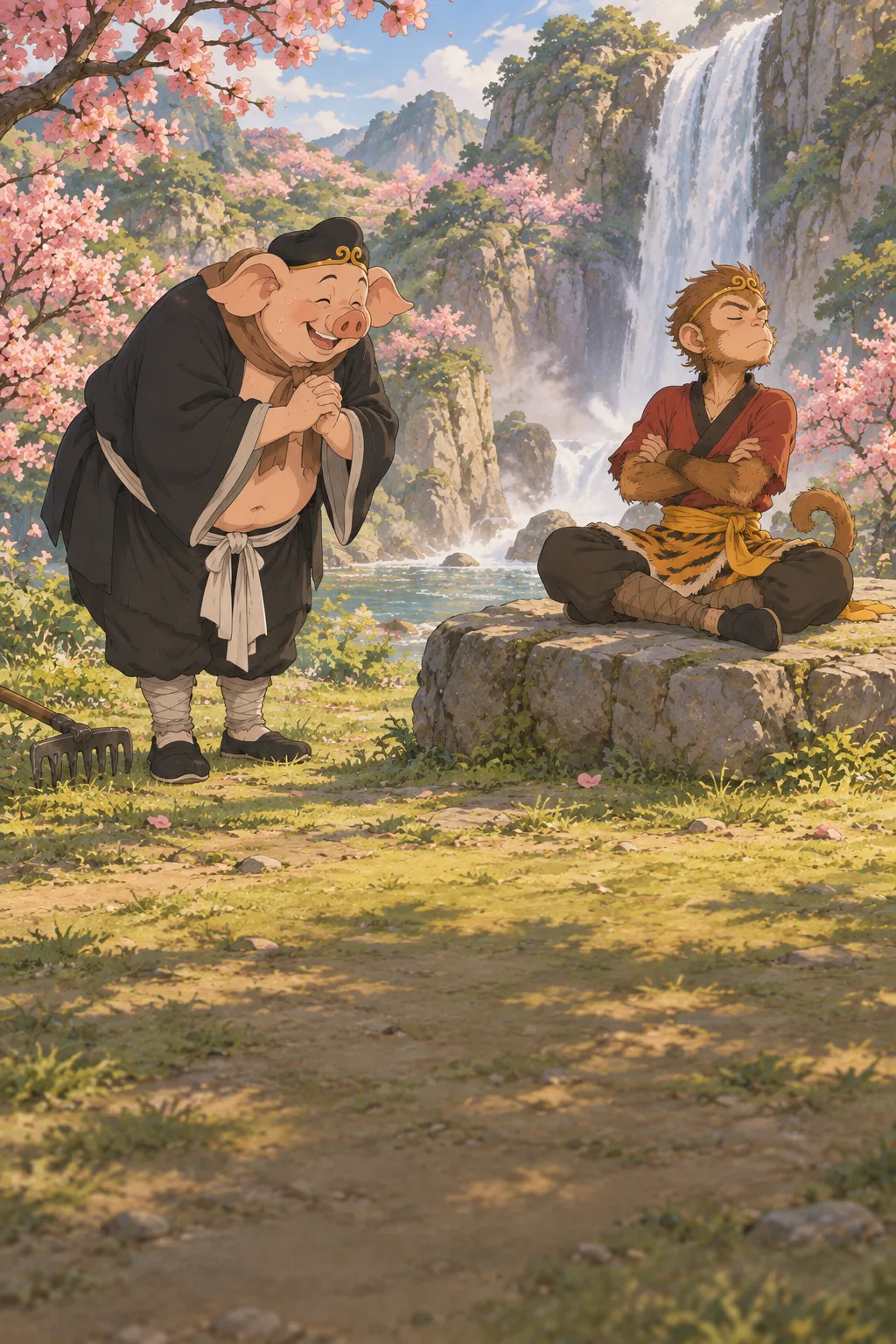 Bajie Goes to Flower Fruit Mountain illustration