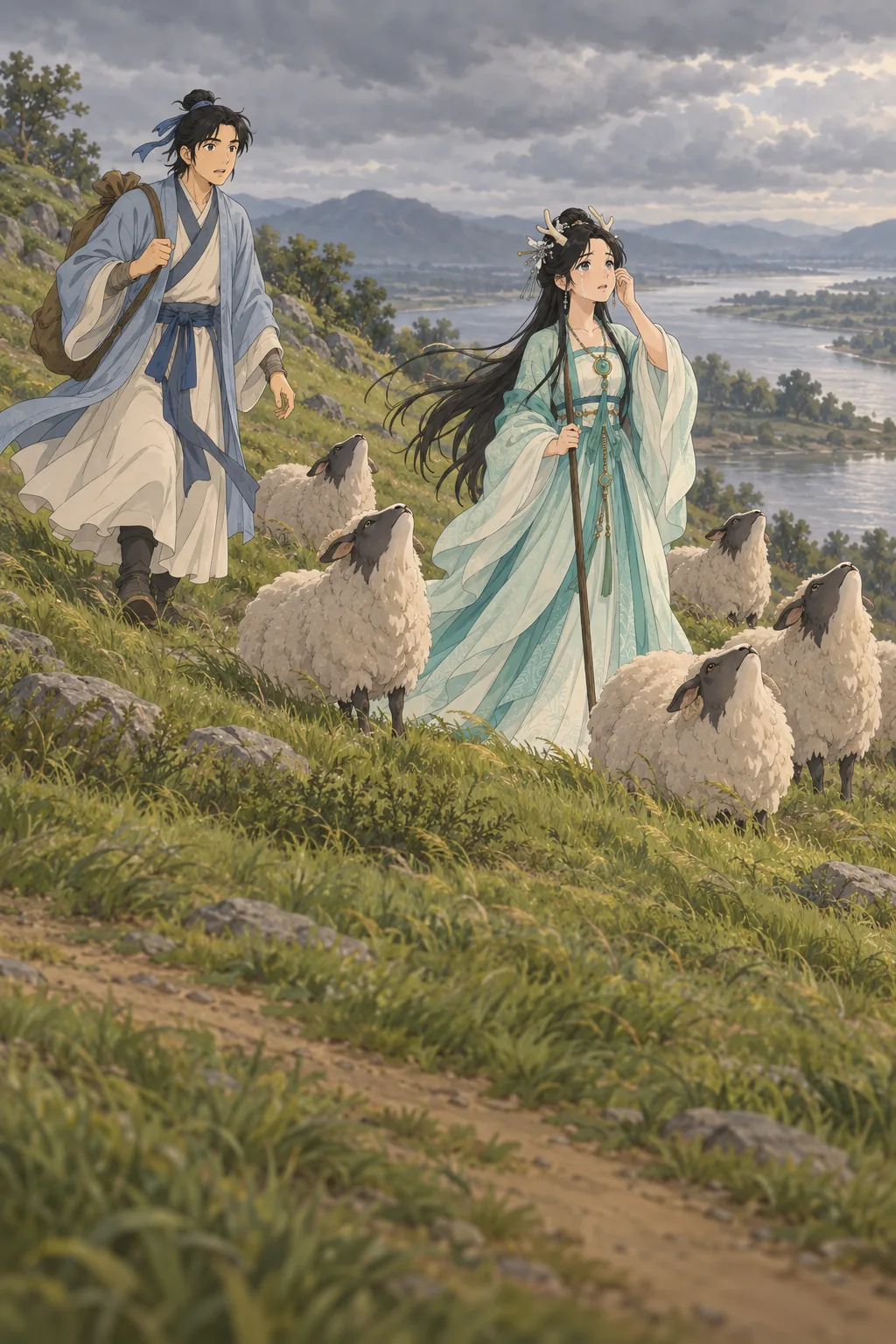 The Girl and the Strange Sheep illustration