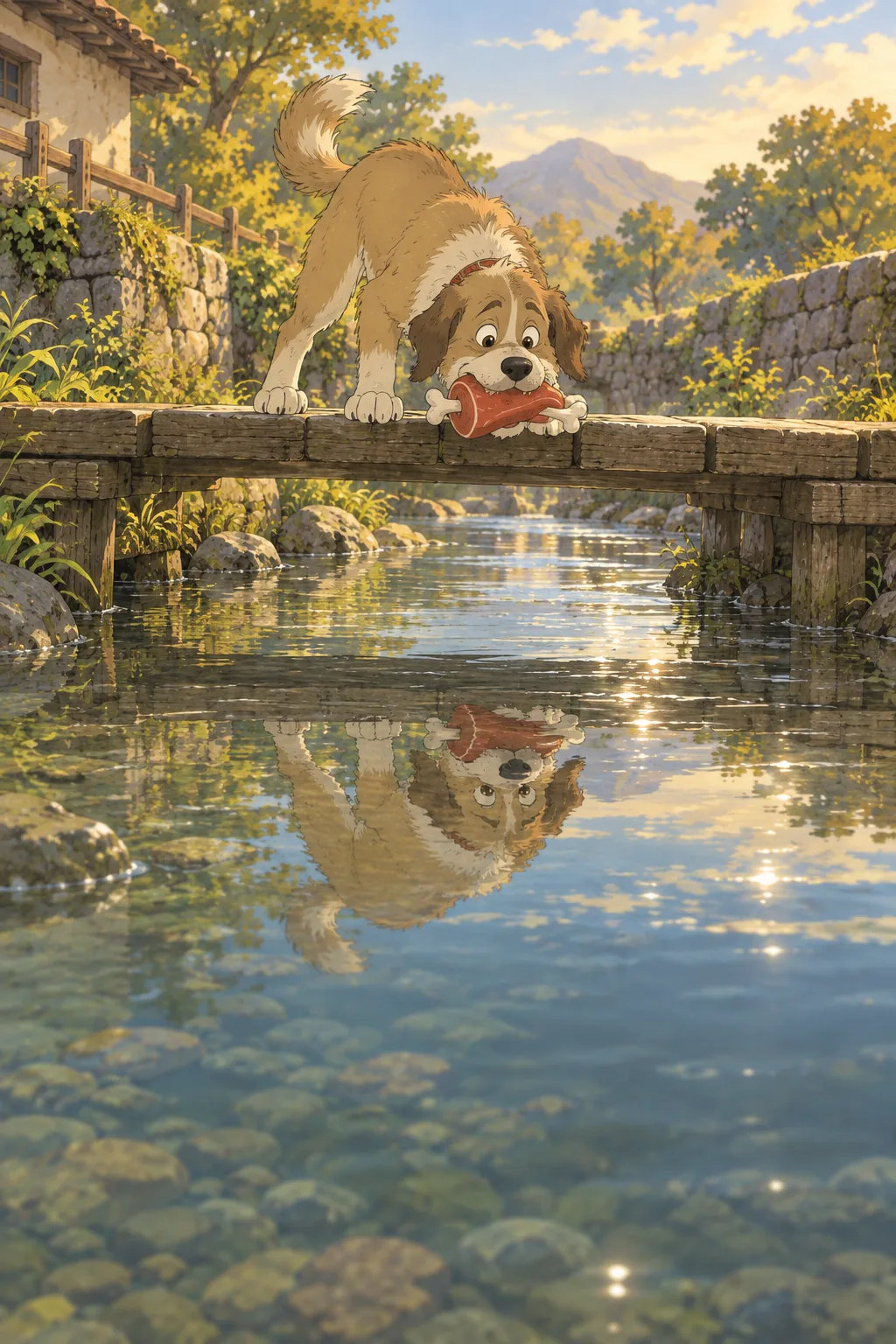 The Dog and His Reflection illustration