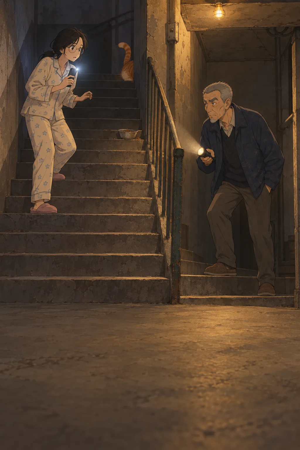 The Cat on the Stairs illustration