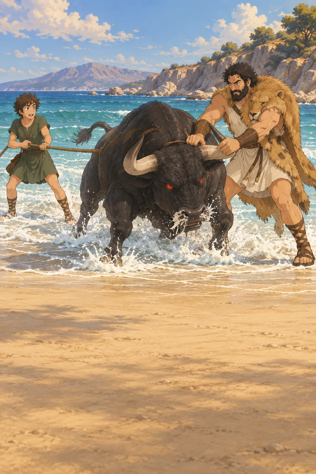 The Bull and the Wild Horses illustration