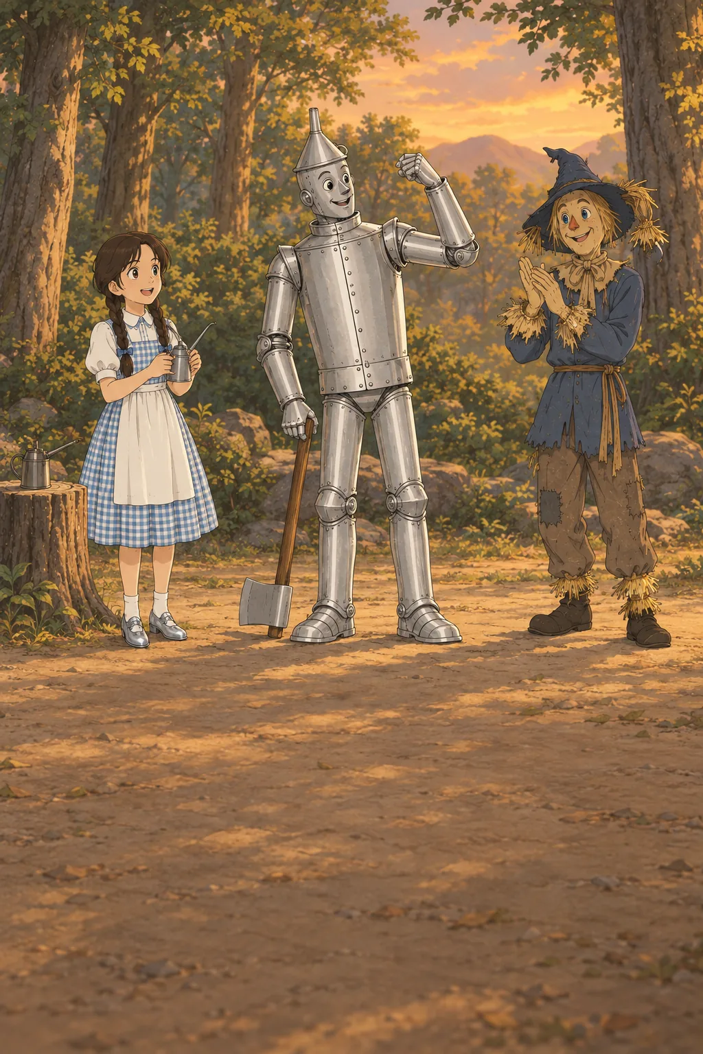 The Tin Man and the Lion illustration