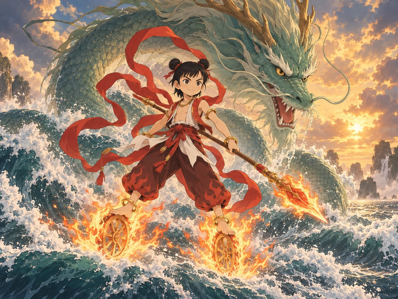Nezha and the Dragon King illustration