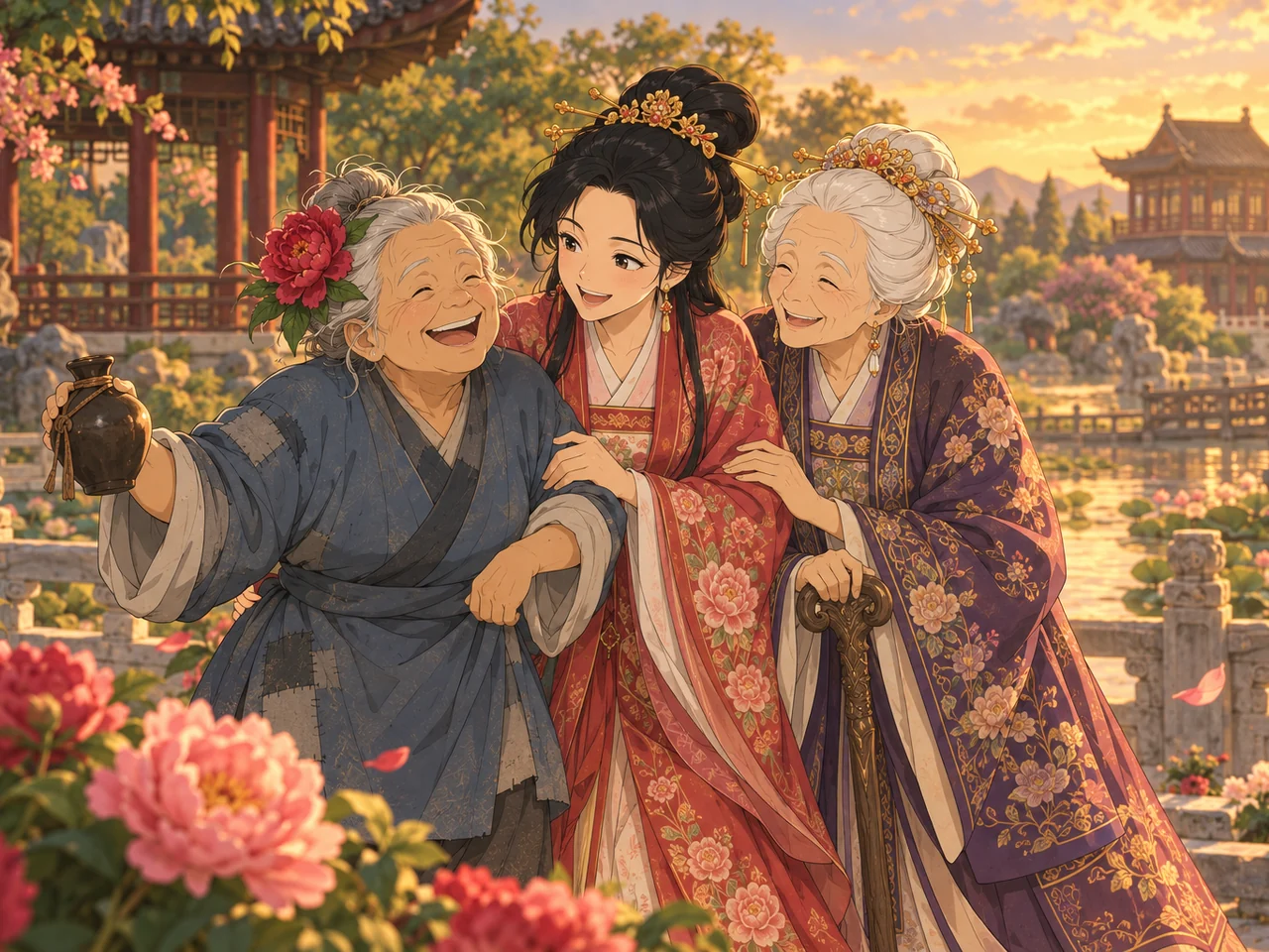 Granny Liu Visits the Grand View Garden illustration