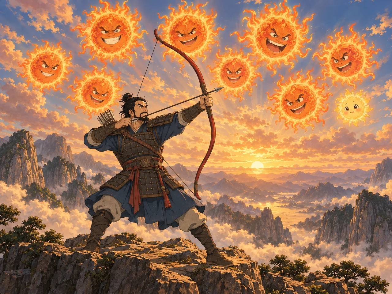 Hou Yi and the Ten Suns illustration