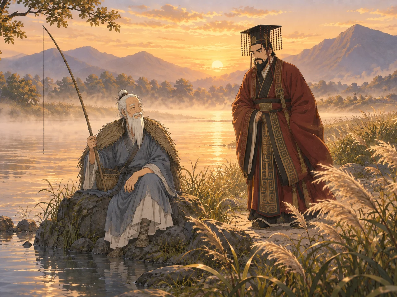 Jiang Ziya Goes Fishing illustration
