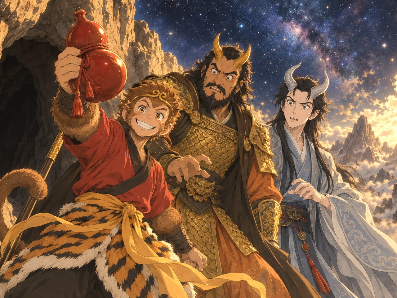 Journey to the West: Golden Horn and Silver Horn illustration
