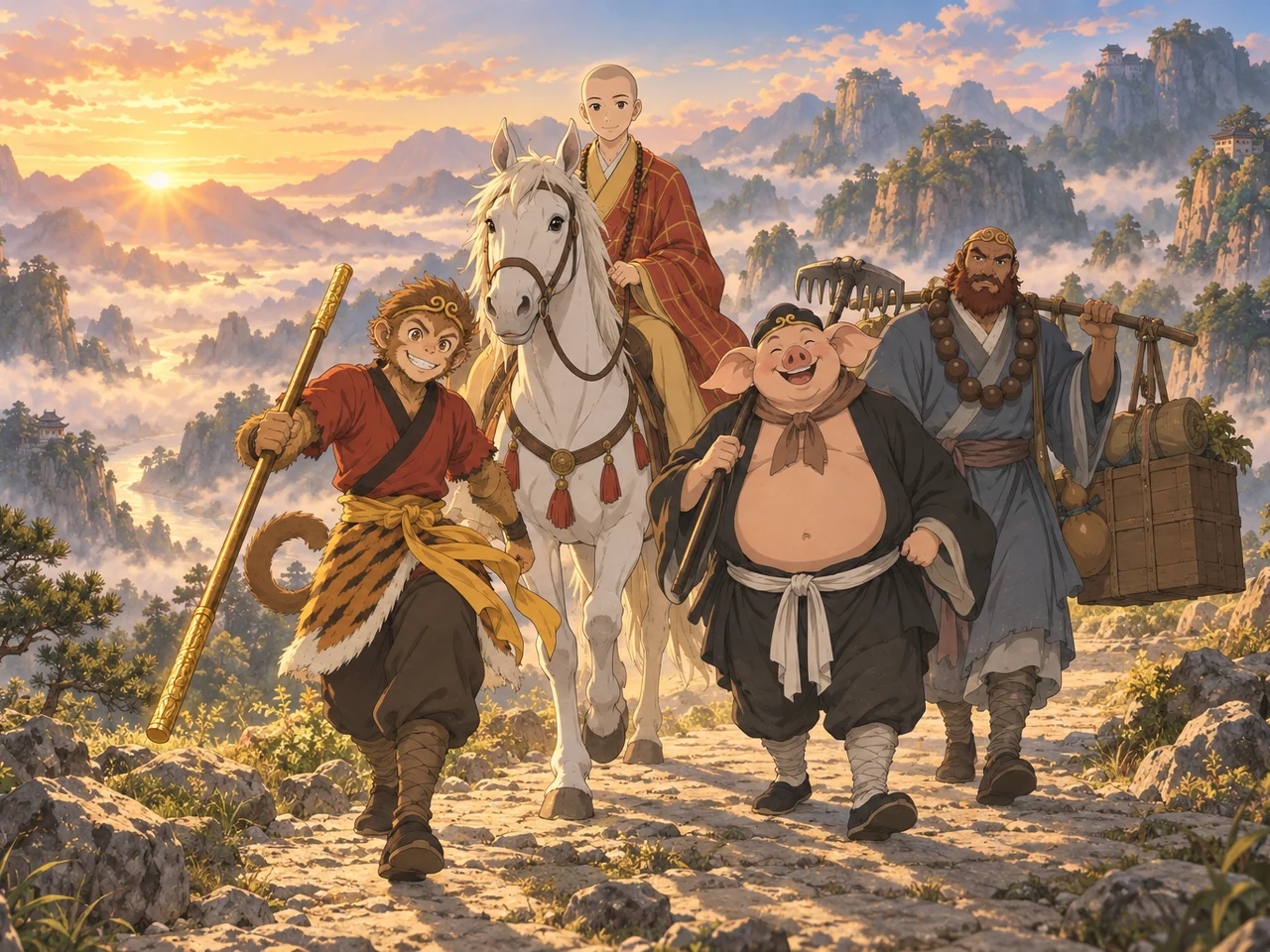 Journey to the West: The Four Pilgrims illustration