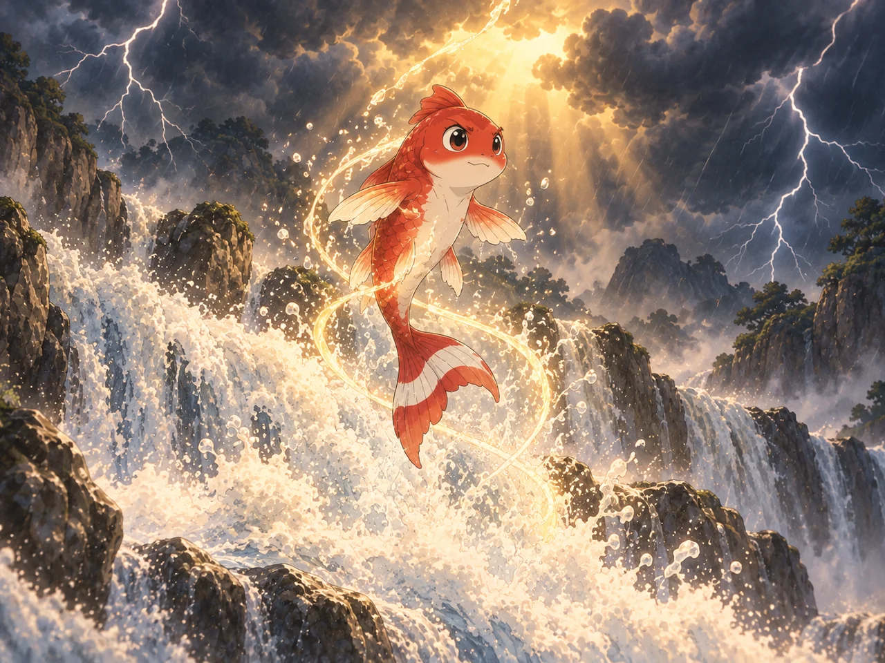 The Carp and the Dragon Gate illustration