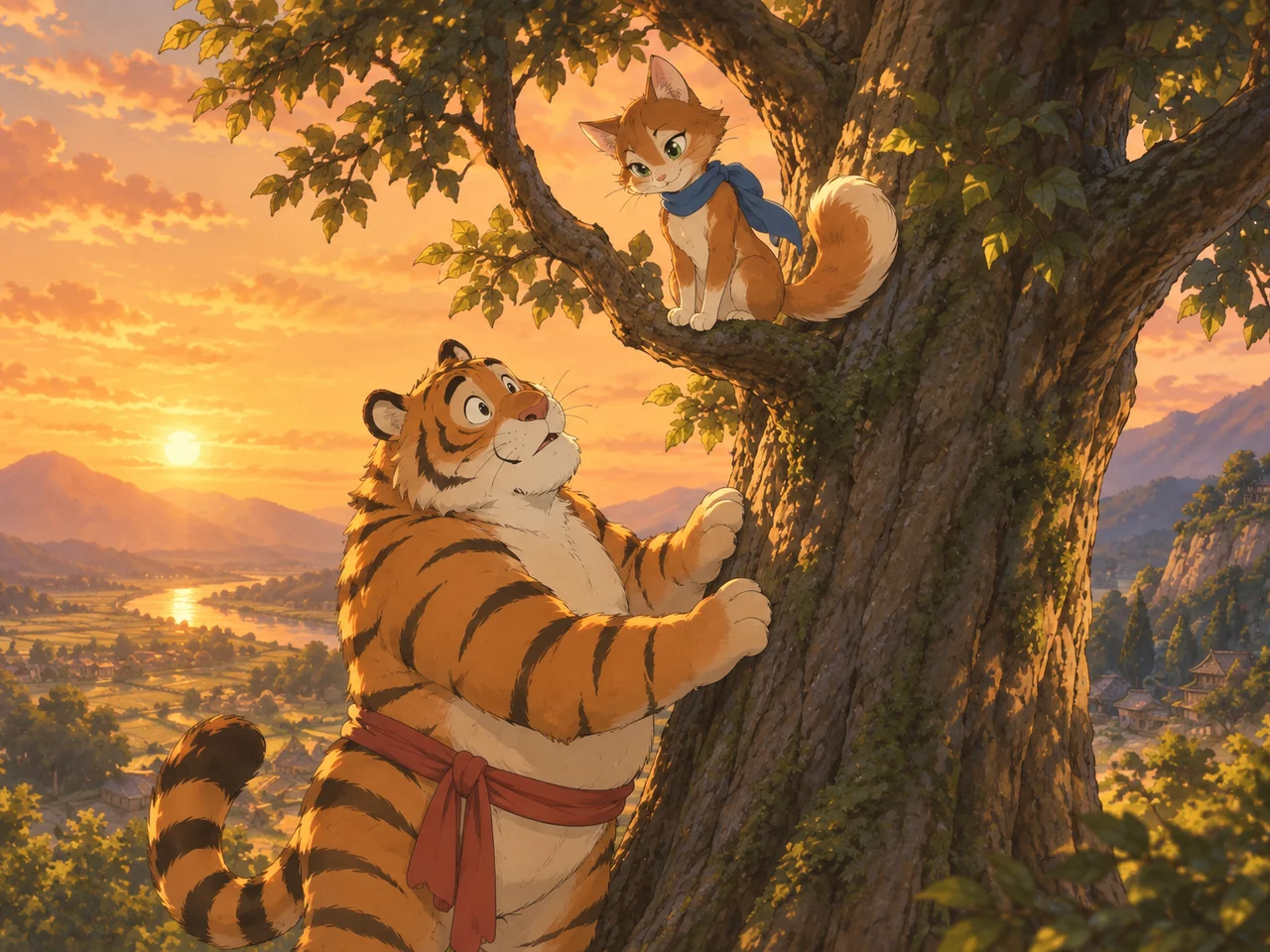 The Cat Teaches the Tiger illustration