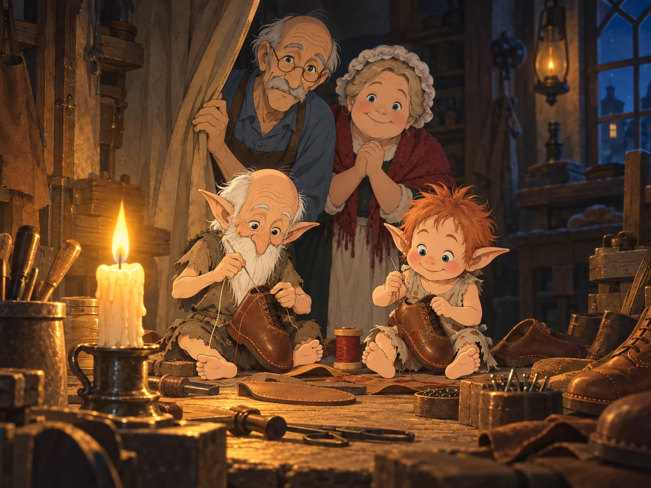 The Elves and the Shoemaker illustration