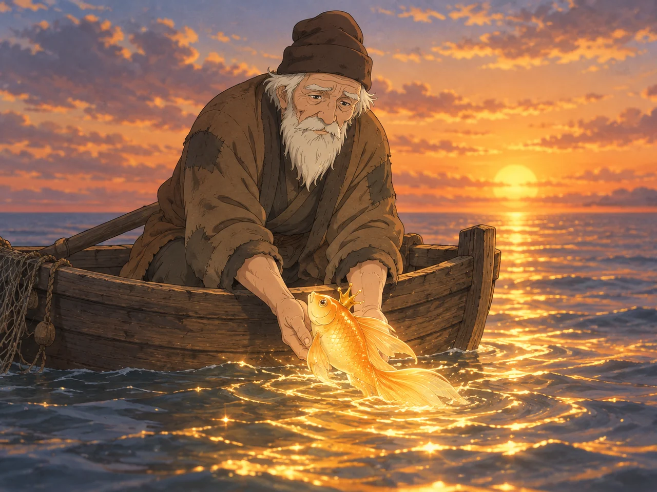 The Fisherman and the Golden Fish illustration