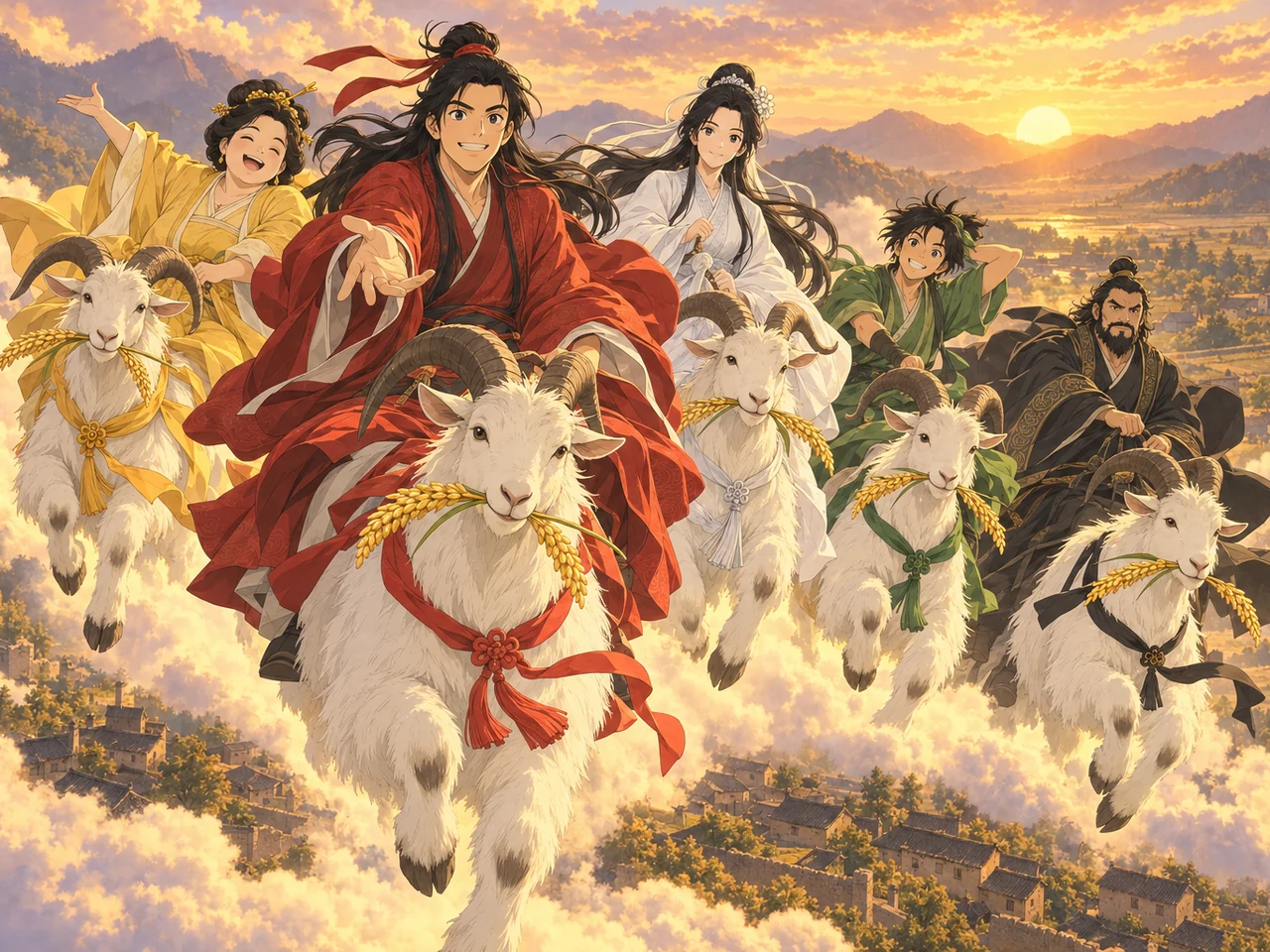 The Five Goats of Guangzhou illustration