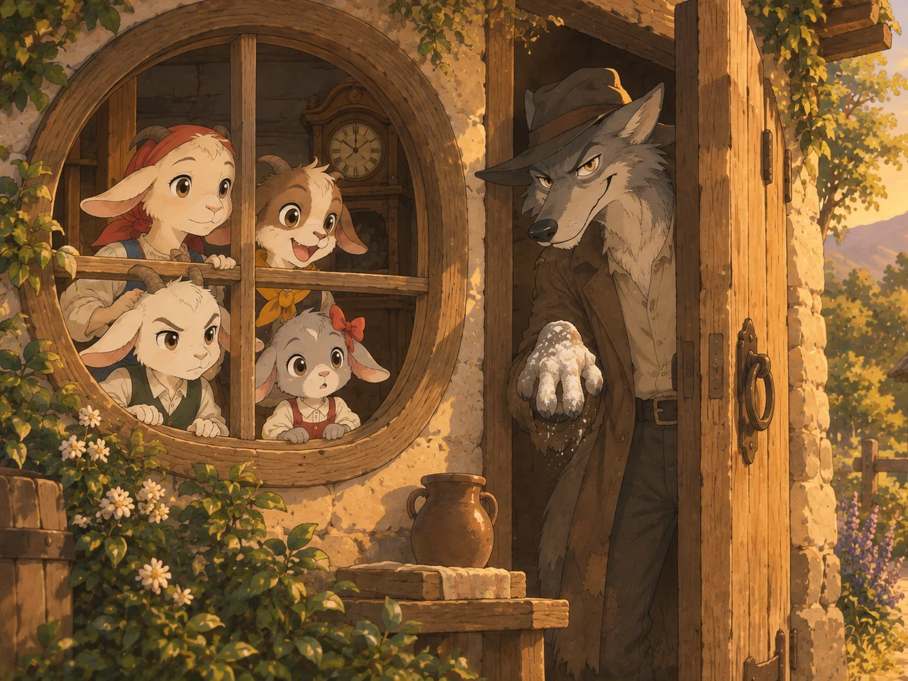 The Wolf and the Seven Little Goats illustration
