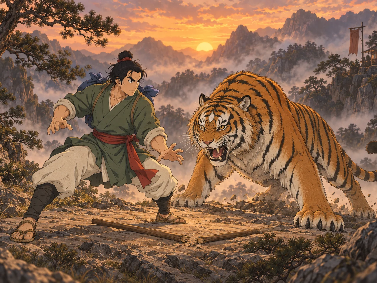 Wu Song and the Tiger illustration