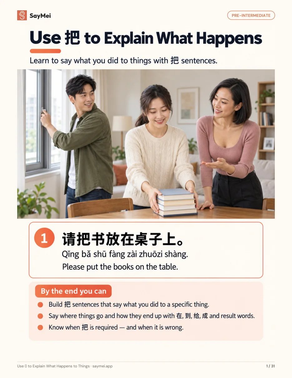 Page 1 of Use 把 to Explain What Happens to Things