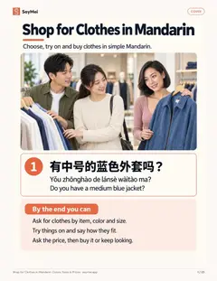 First page of Shop for Clothes in Mandarin: Colors, Sizes & Prices
