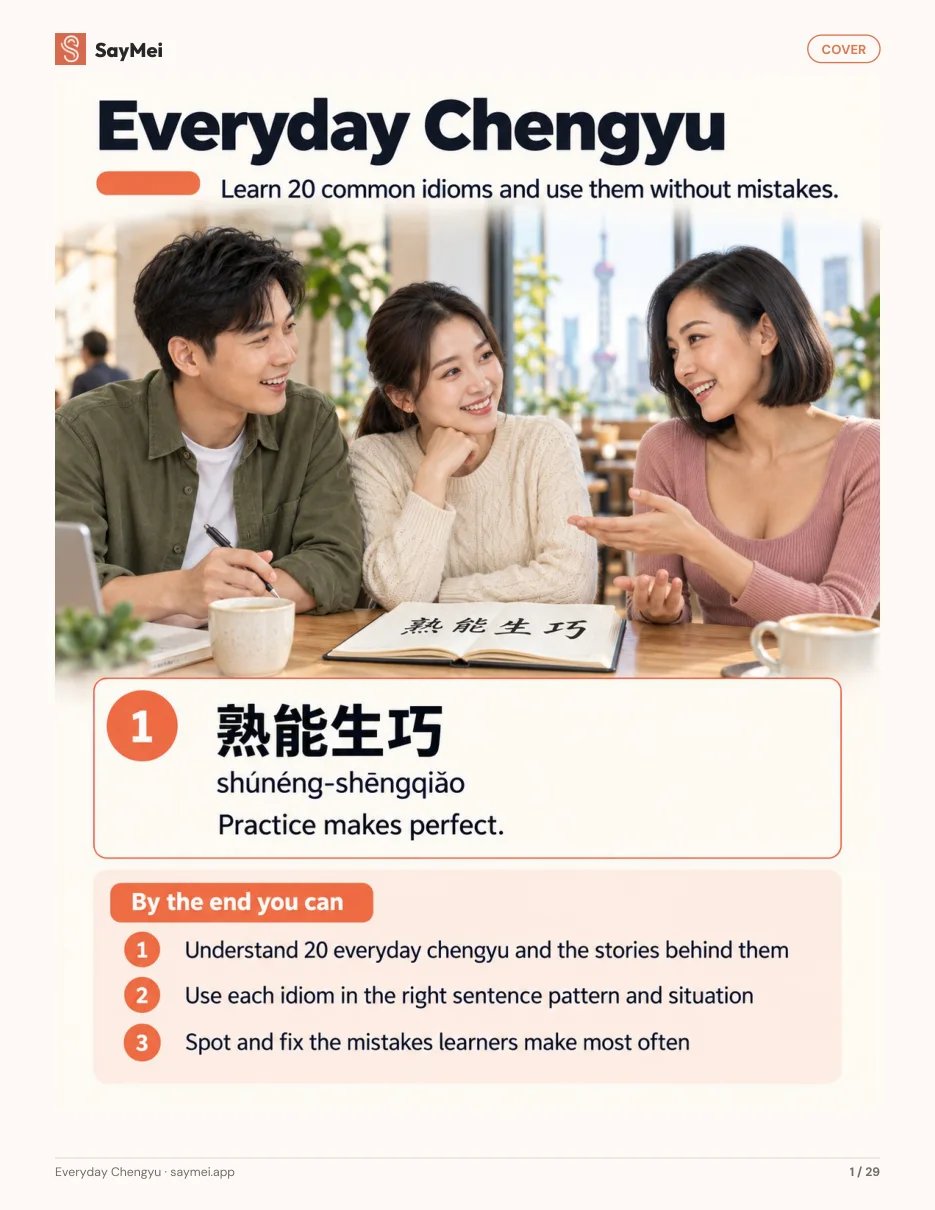 First page of Everyday Chengyu: Meaning, Context & Misuse Practice
