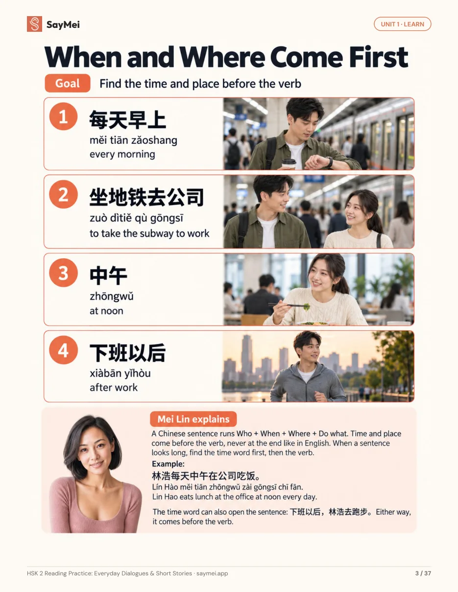 Page 2 of HSK 2 Reading Practice: Everyday Dialogues & Short Stories