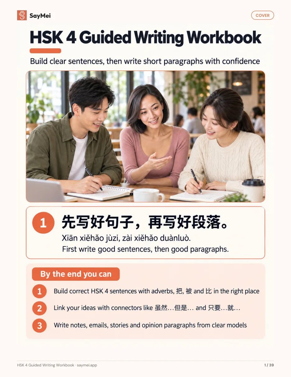 Page 1 of HSK 4 Guided Writing Workbook
