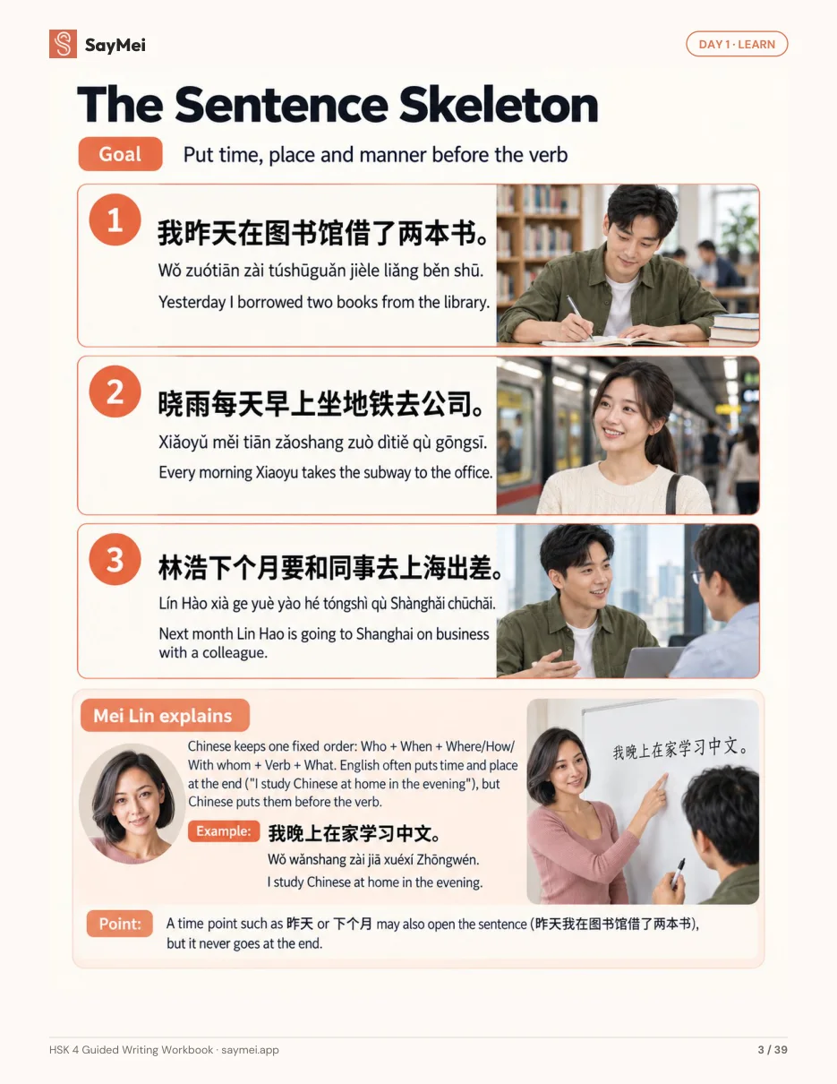 Page 2 of HSK 4 Guided Writing Workbook