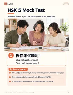 First page of HSK 5 Mock Test: Practice Test in the New HSK Format