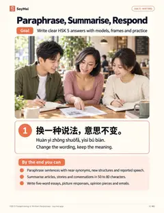 First page of HSK 5 Paraphrasing & Written Responses