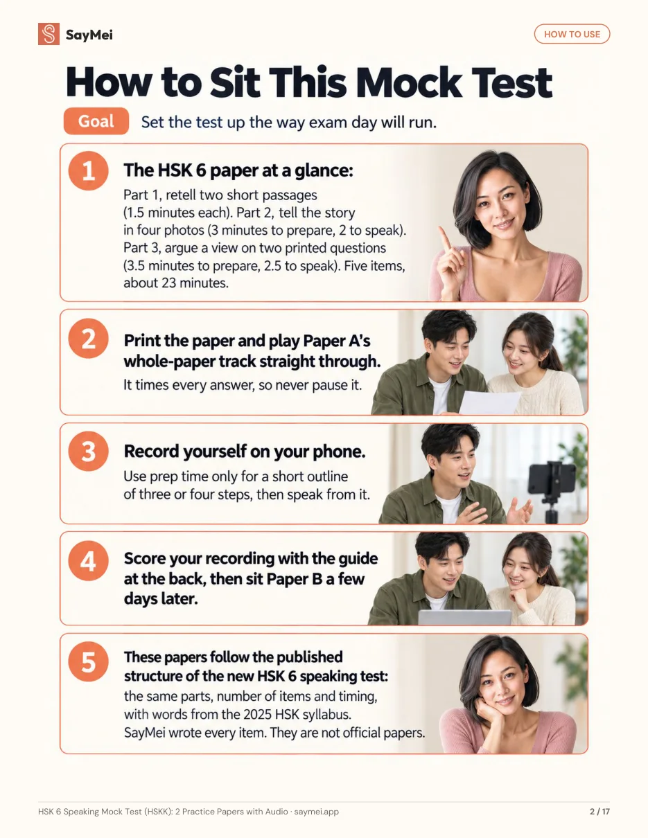 Page 2 of HSK 6 Speaking Mock Test (HSKK): 2 Practice Papers with Audio