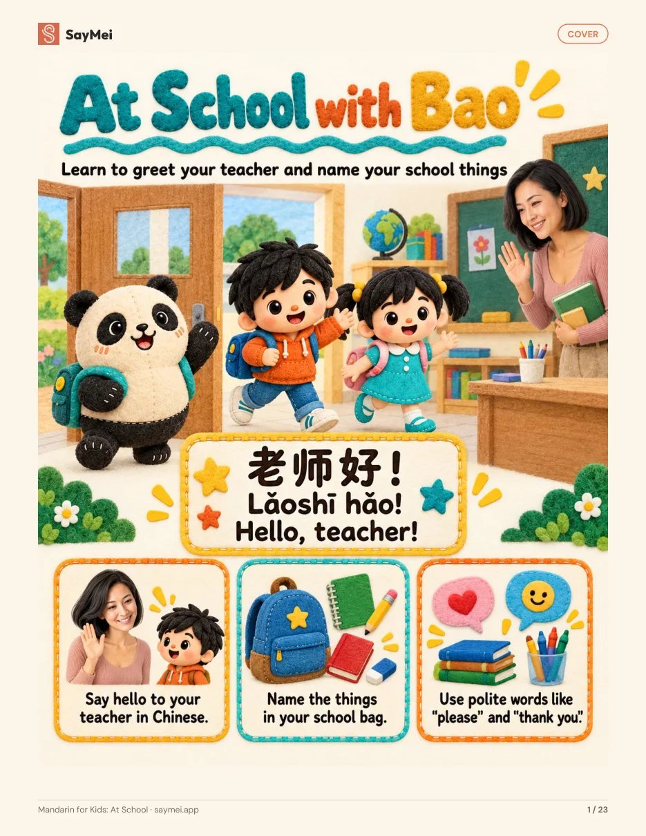 Page 1 of Mandarin for Kids: At School