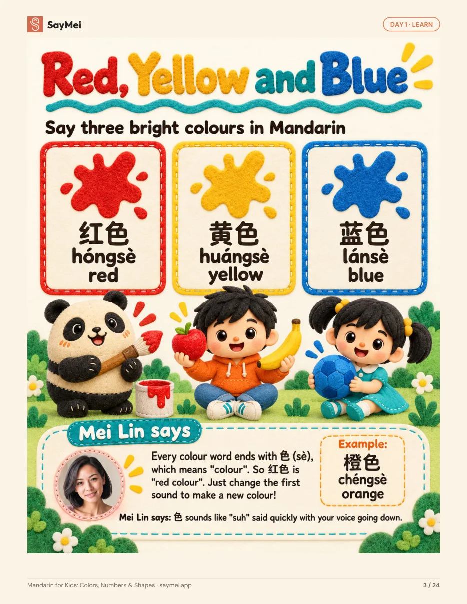 Page 2 of Mandarin for Kids: Colors, Numbers & Shapes
