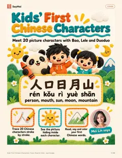 First page of Kids' First Chinese Characters: Trace, Read & Color