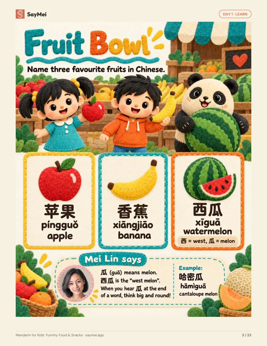 Page 2 of Mandarin for Kids: Yummy Food & Snacks