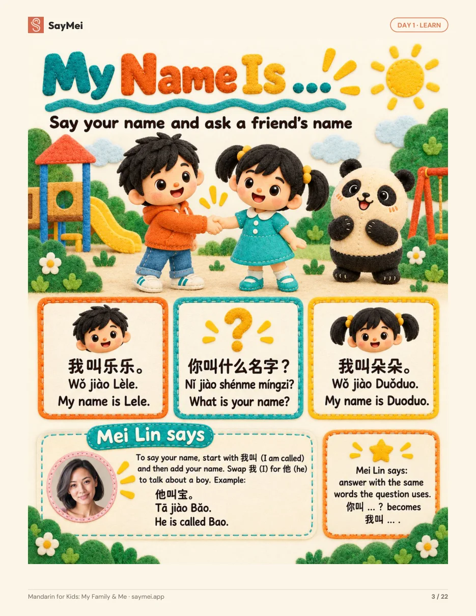 Page 2 of Mandarin for Kids: My Family & Me