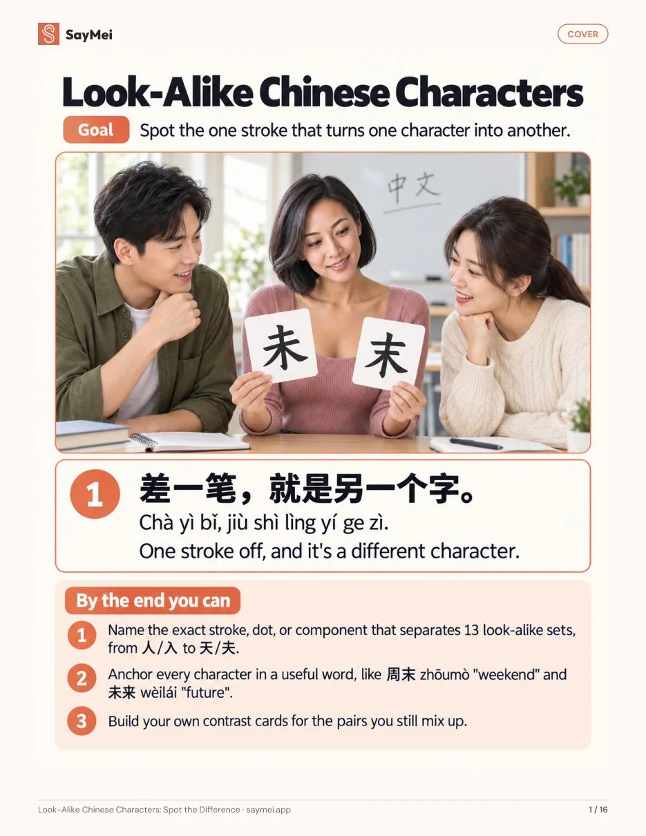 First page of Look-Alike Chinese Characters: Spot the Difference