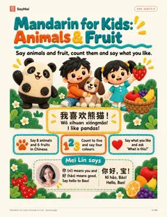 First page of Mandarin for Kids: Animals & Fruit
