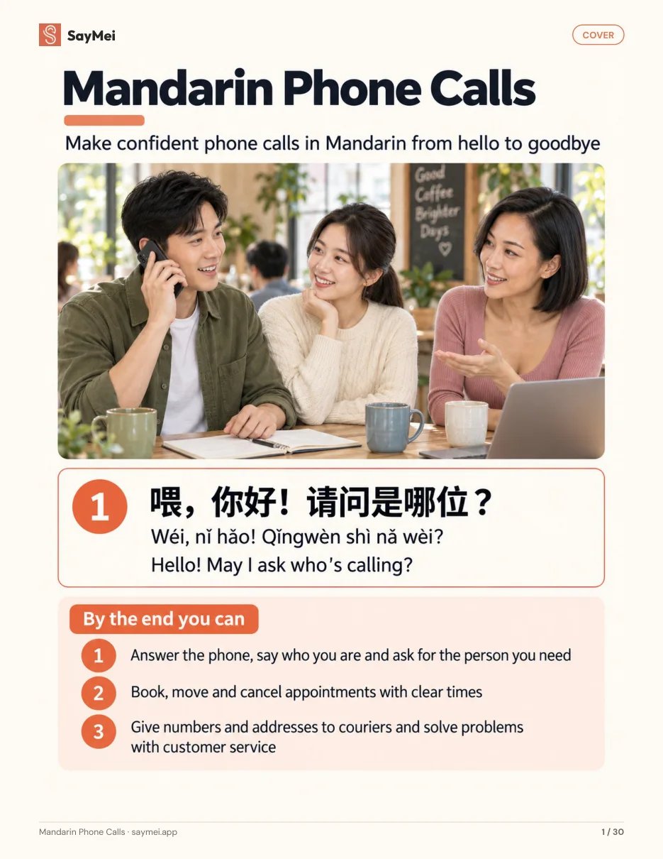 First page of Mandarin Phone Calls: Appointments, Deliveries & Customer Service