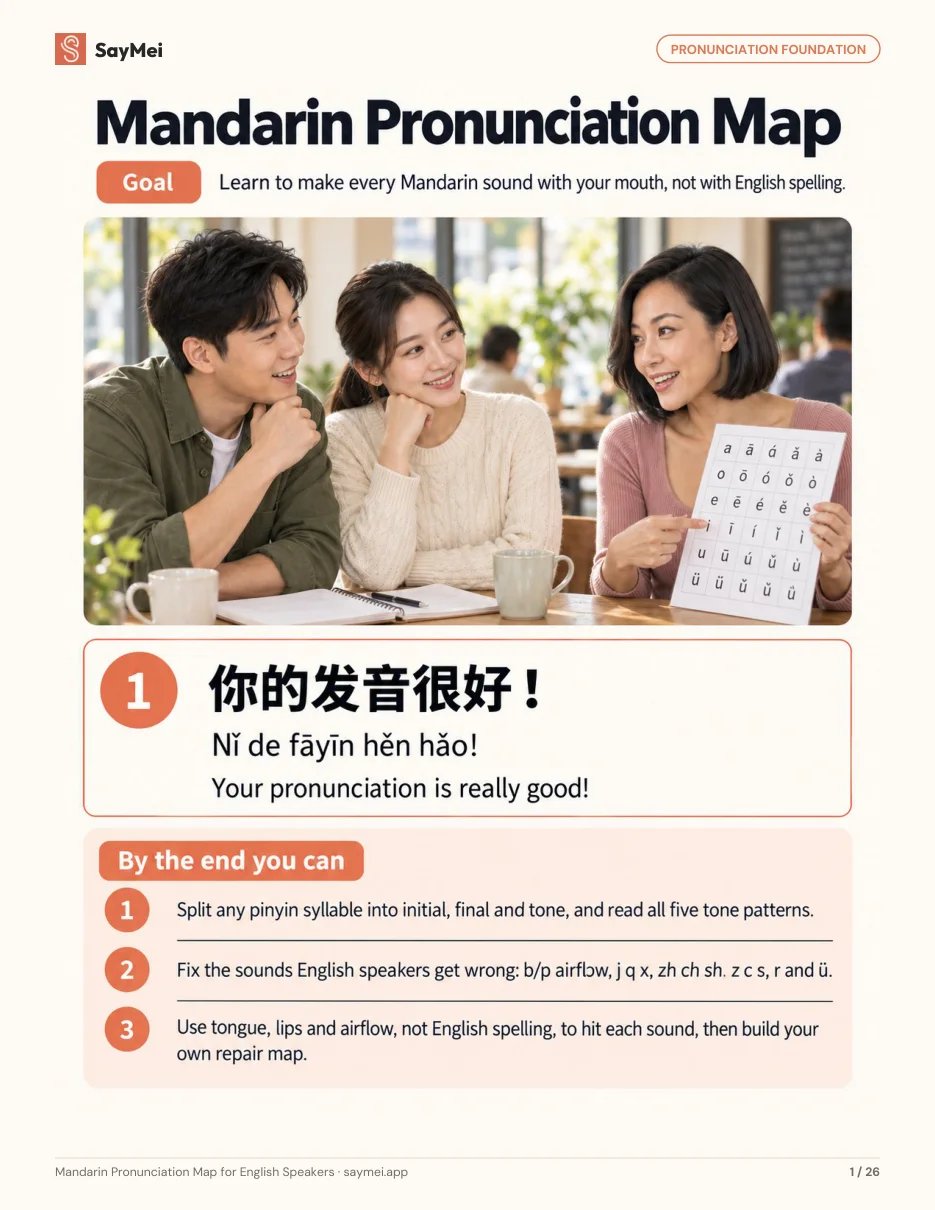 First page of Mandarin Pronunciation Map for English Speakers