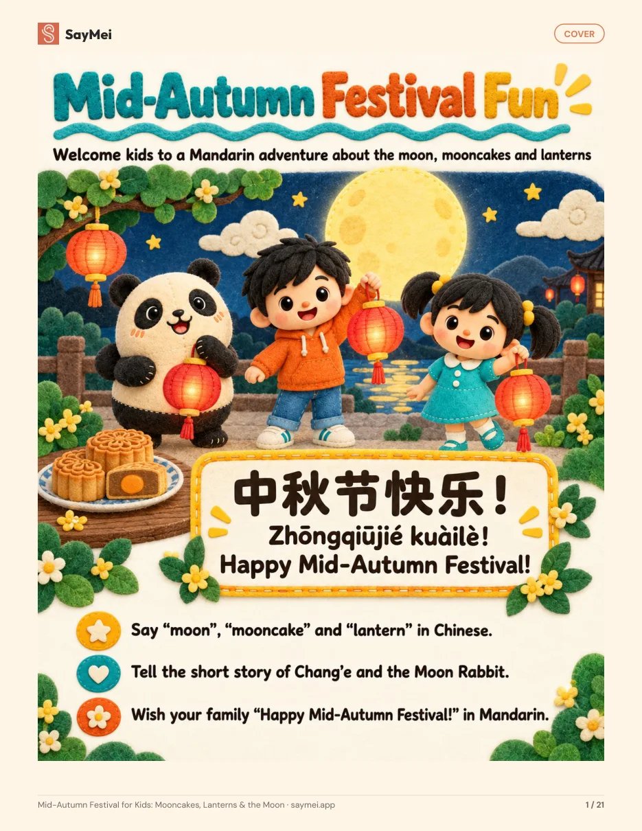 First page of Mid-Autumn Festival for Kids: Mooncakes, Lanterns & the Moon