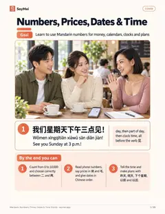 First page of Mandarin Numbers, Prices, Dates & Time Words