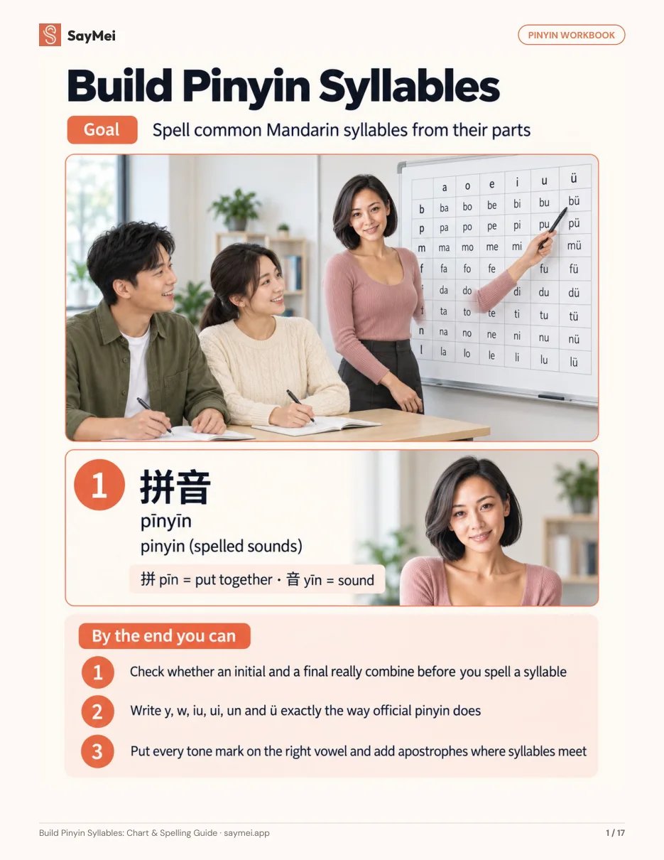 First page of Build Pinyin Syllables: Chart & Spelling Guide