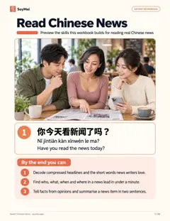 First page of Read Chinese News: Headlines, Summaries & Fact–Opinion Practice