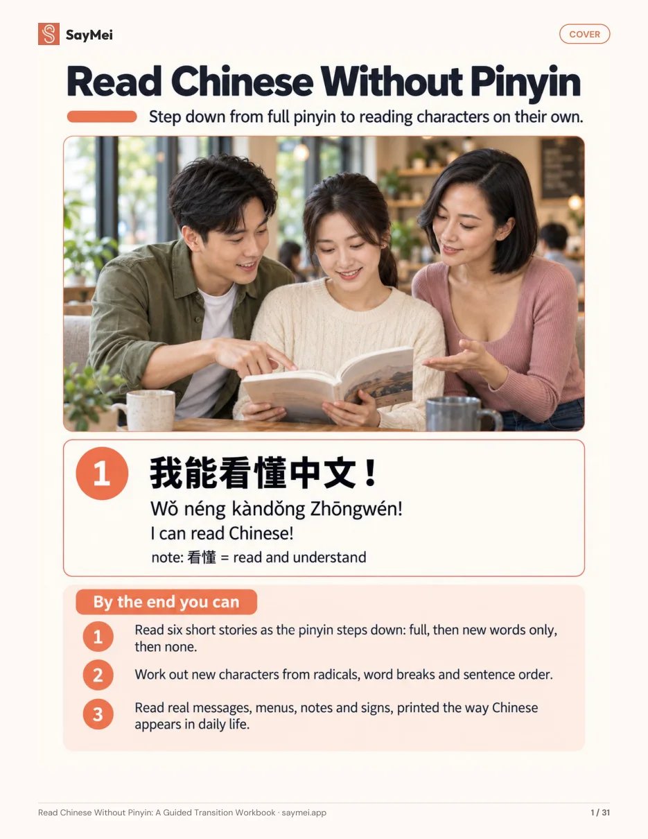 Page 1 of Read Chinese Without Pinyin: A Guided Transition Workbook