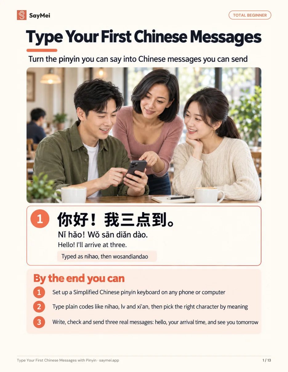 First page of Type Your First Chinese Messages with Pinyin